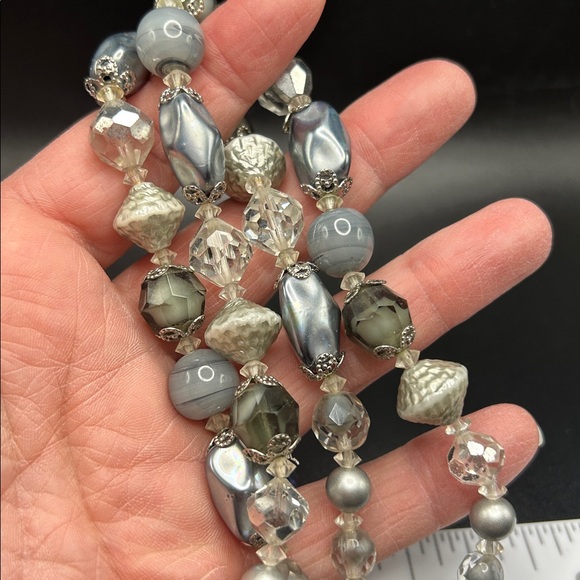 Vintage Vendome double strand necklace #E412 gray silver tone - Picture 11 of 11